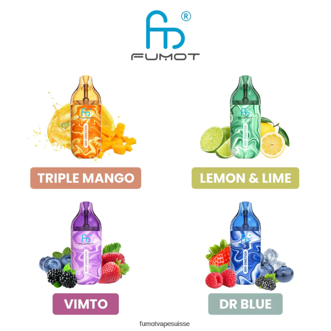 Fumot Volcano Vape jetable conforme 600 tpd - 2 ml (ensemble de 3 pièces) 24LD292 docteur bleu - Fumot Vape
