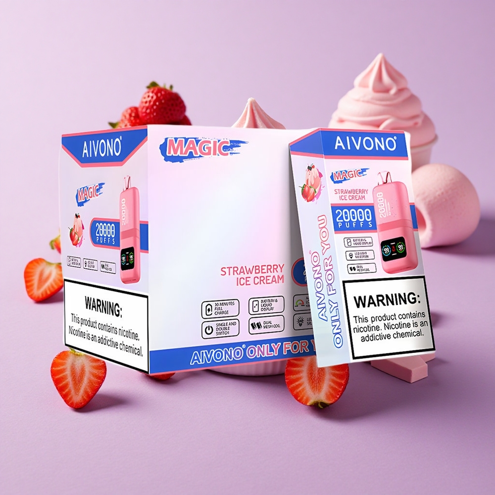 Crème Glacée à la Fraise Aivono Aim Magic 20000 Puffs 26ml Double Mesh vente en gros Suisse