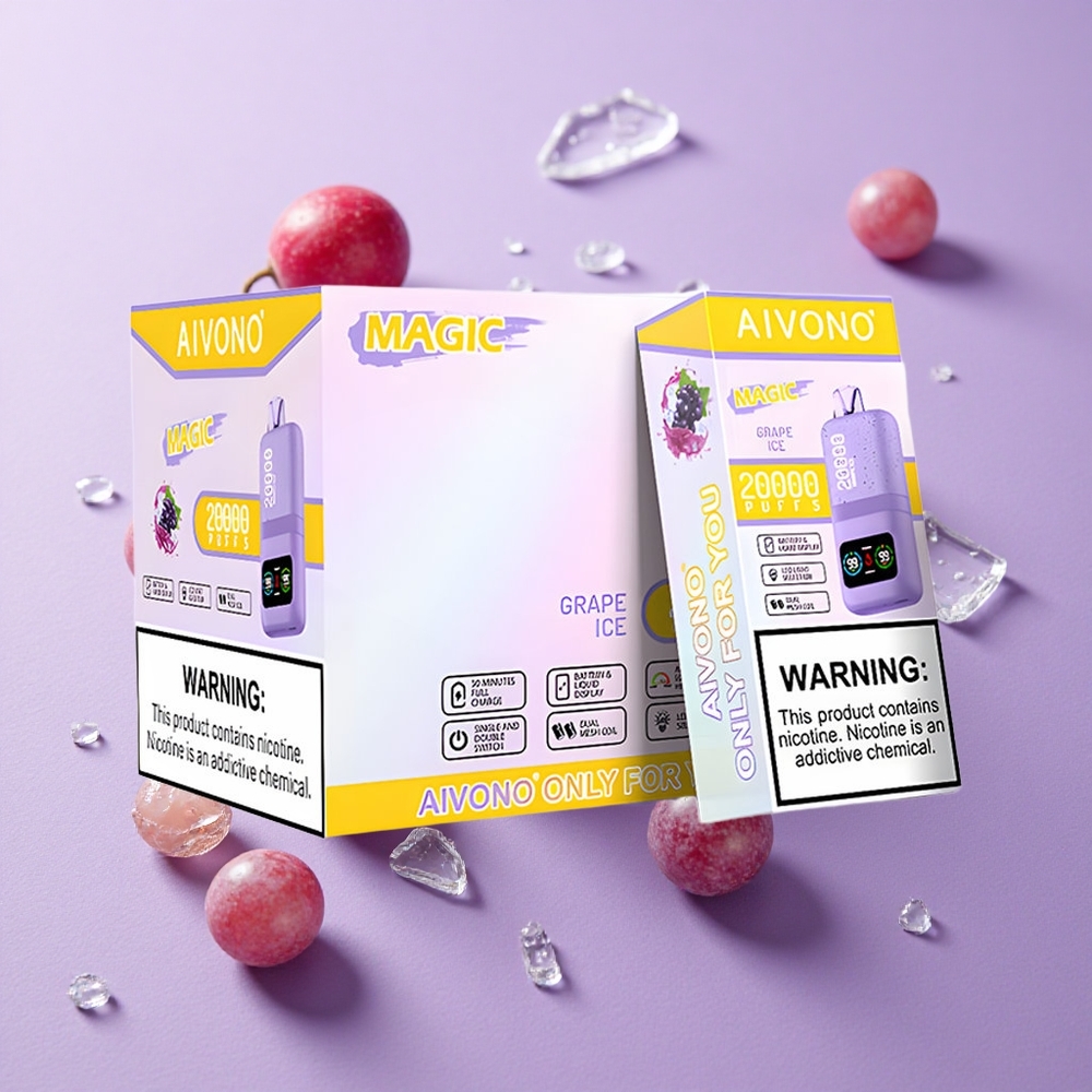 Glace Raisin Aivono Aim Magic 20000 Puffs Affichage LCD Type-C vente en gros Suisse