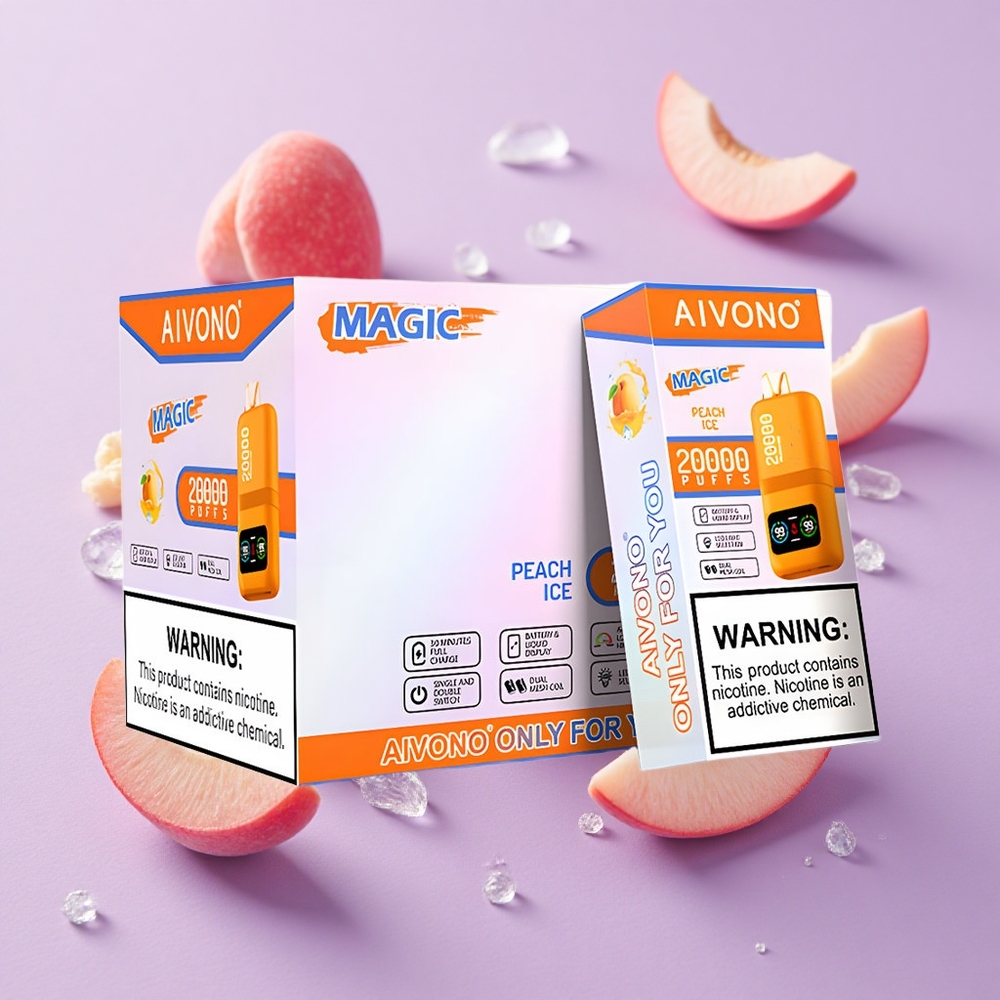 Pêche Glacée Aivono Aim Magic 20000 Puffs 26ml Rechargeable vente en gros Suisse