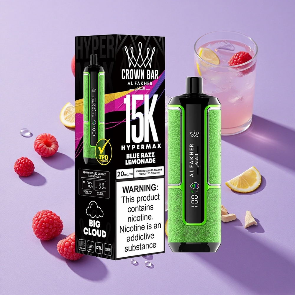 Framboise Bleue Citronnée Al Fakher Crown Bar 15K Hypermax 22ml 15000 Puffs vente en gros Suisse