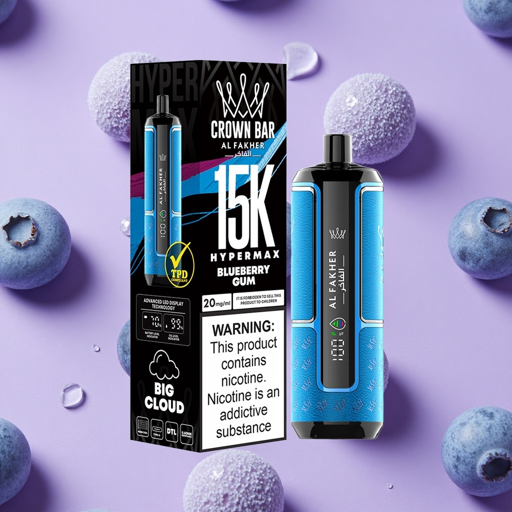 Gomme Myrtille Al Fakher Crown Bar 15K Hypermax 22ml 15000 Puffs vente en gros Suisse
