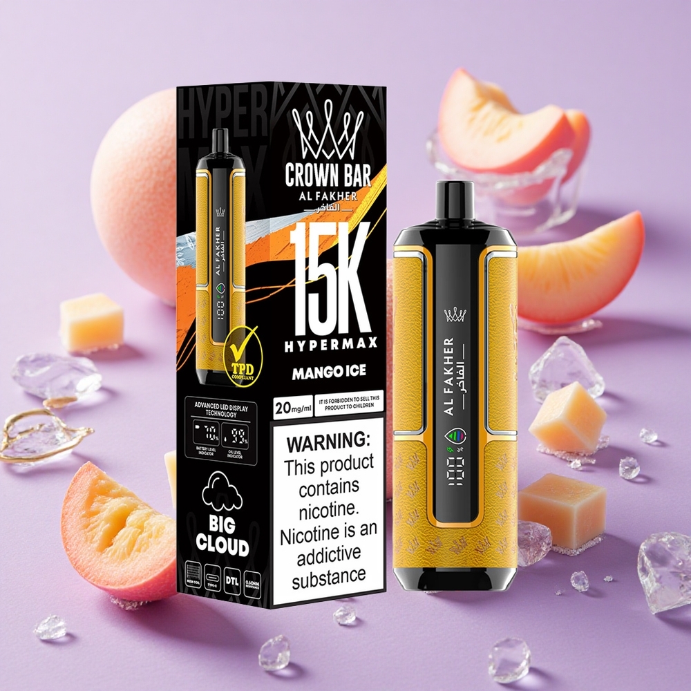 Mangue Glacée Al Fakher Crown Bar 15K Hypermax 15000 Puffs Portable vente en gros Suisse
