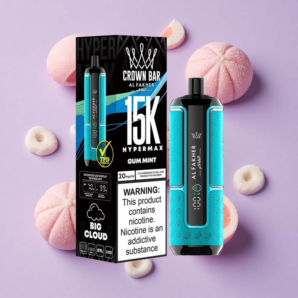 Menthe Gomme Al Fakher Crown Bar 15K Hypermax 15 000 Puffs 22ml vente en gros Suisse