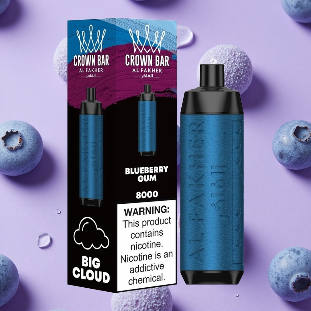 Gomme Myrtille Al Fakher Crown Bar 8000 Puffs 18ml Capacité USB Type-C vente en gros Suisse