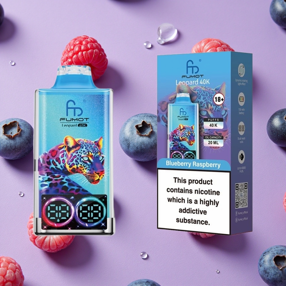 Myrtille Framboise Fumot Leopard 40000 Puffs 700mAh Dual Mesh vente en gros Suisse