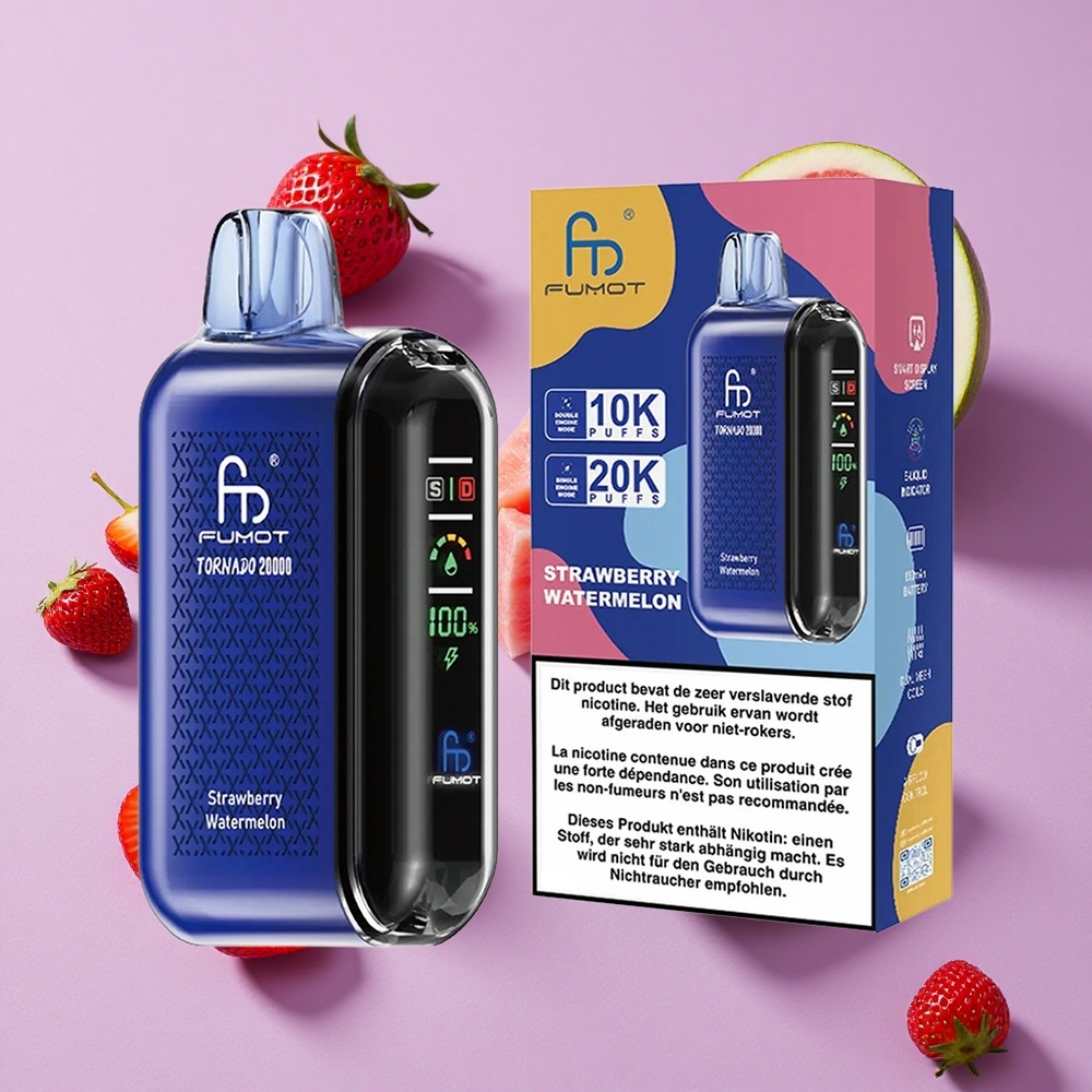 Fraise Pastèque Fumot Tornado 20000 Puffs 20ml Double Mesh vente en gros Suisse