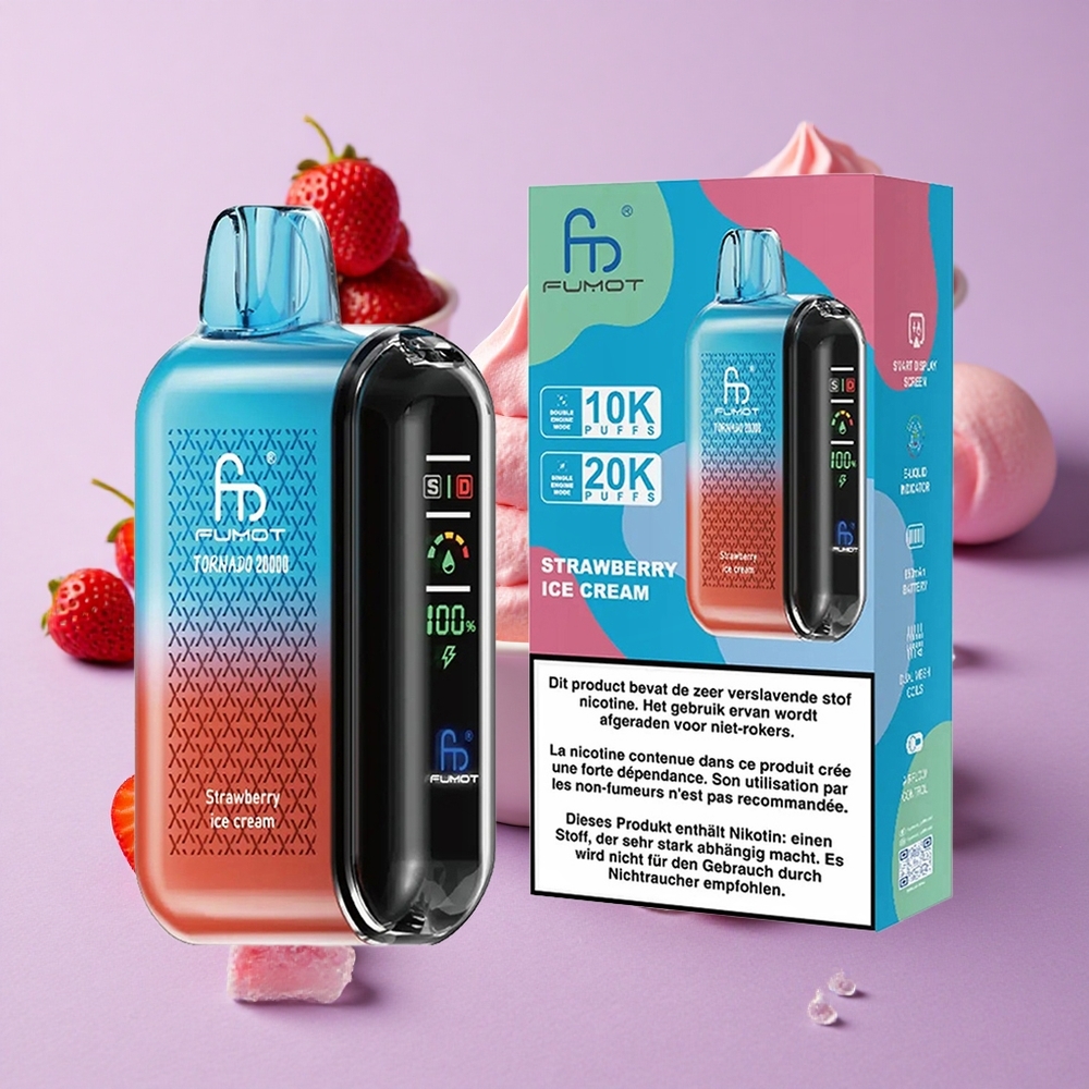 Glace à la Fraise Fumot Tornado 20000 Puffs 20ml Dual Mesh vente en gros Suisse