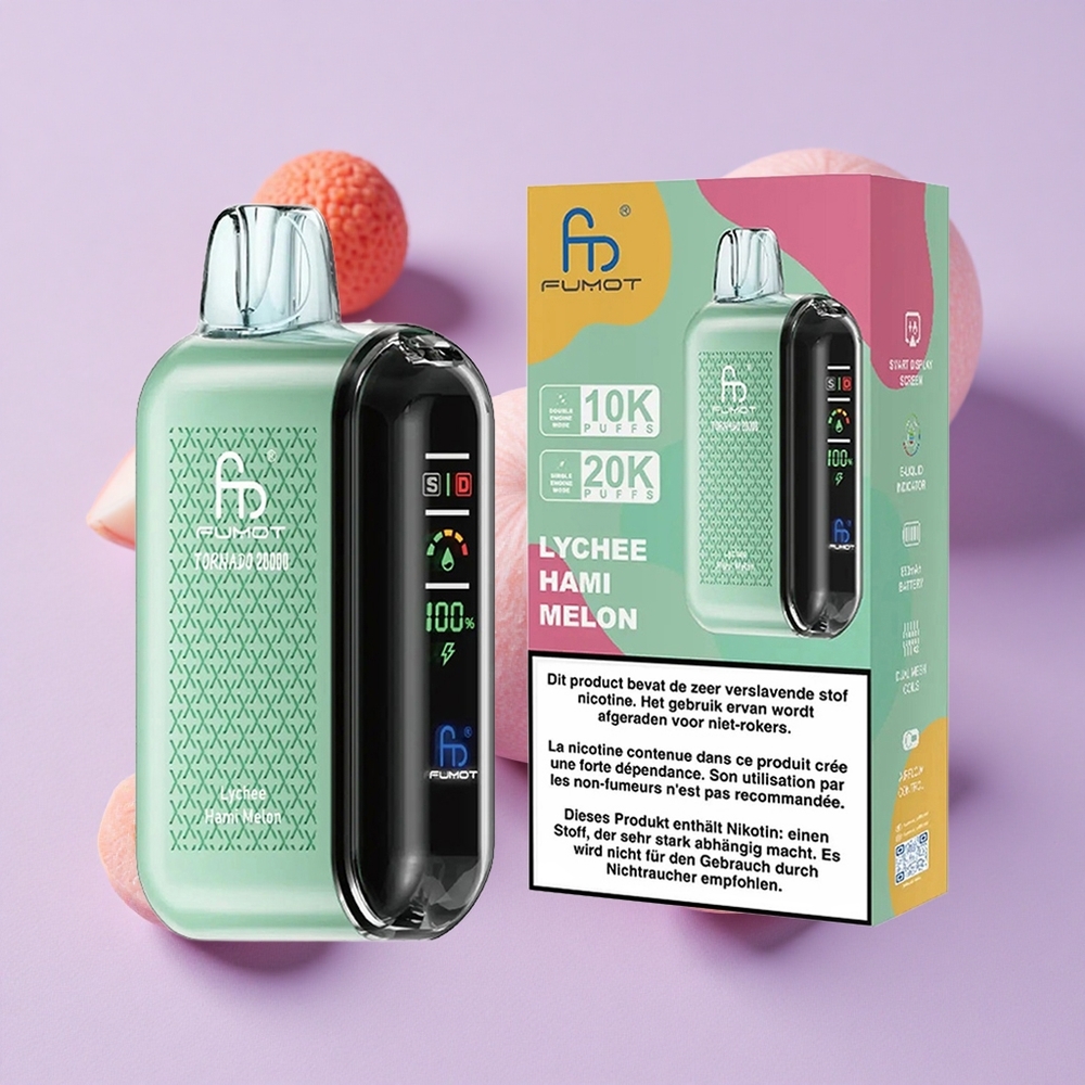 Litchi Melon Hami Fumot Tornado 20000 Puffs 20ml Double Mesh vente en gros Suisse