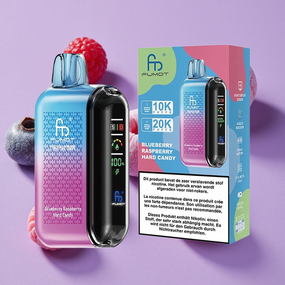 Myrtille Framboise Bonbon Dur Fumot Tornado 20000 Puffs Dual Mesh Coil 20ml E-liquid vente en gros Suisse
