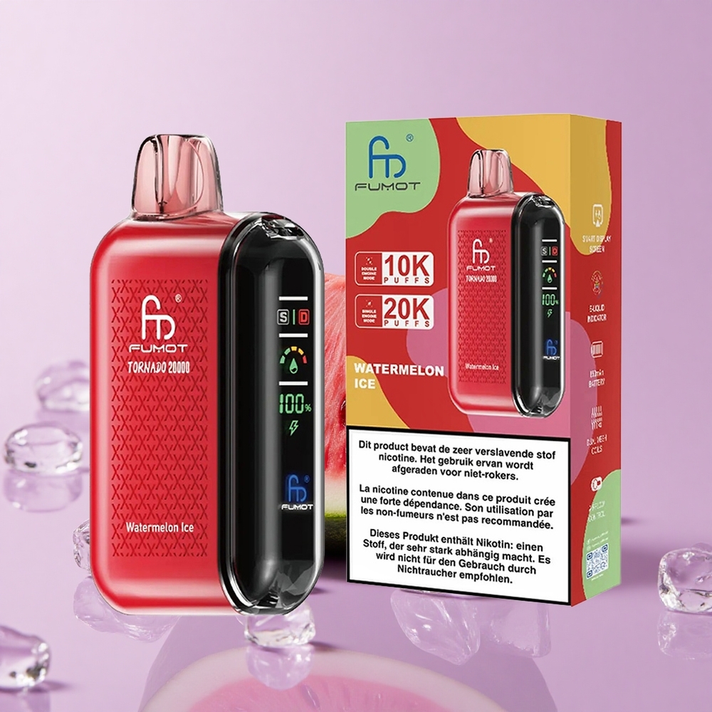 Pastèque Glacée Fumot Tornado 20000 Puffs 20ml Double Mesh vente en gros Suisse
