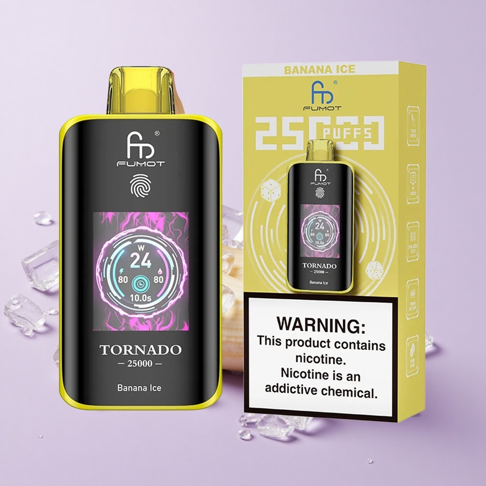Banane Glacée Fumot Tornado 25000 Puffs 20ml 0% 2% 3% 5% Nicotine vente en gros Suisse