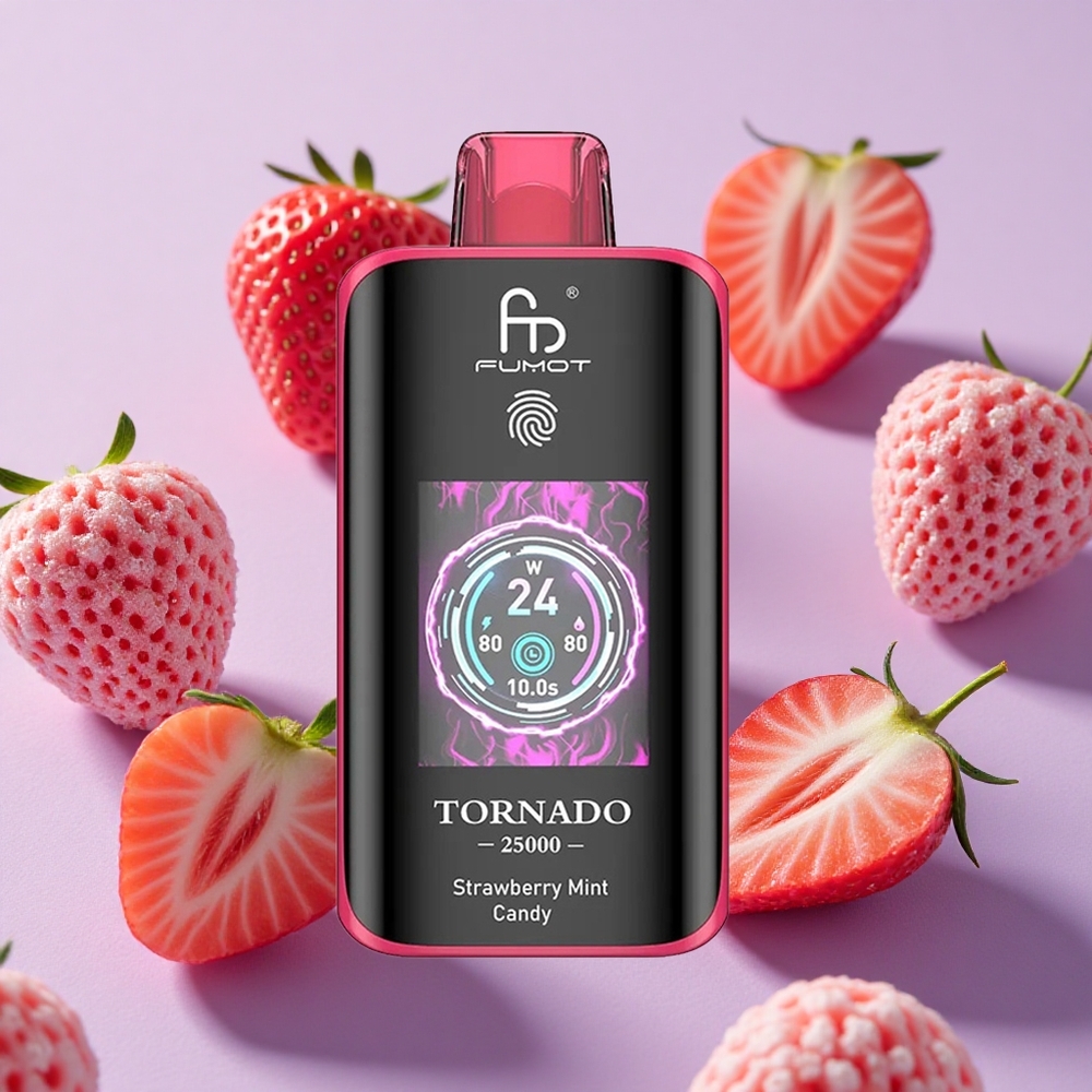 Bonbon à la Menthe Fraise Fumot Tornado 25000 Puffs 20ml 0% 2% 3% 5% Nicotine vente en gros Suisse