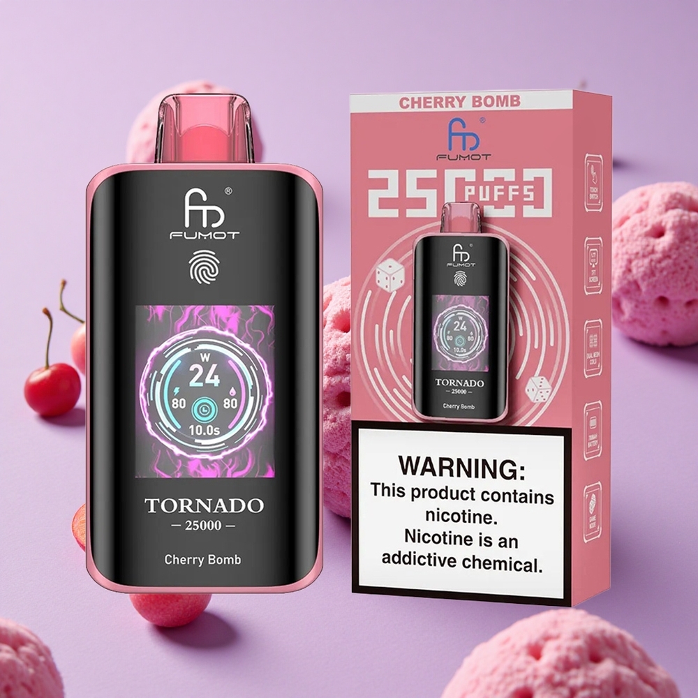 Cerise Explosive Fumot Tornado 25000 Puffs 20ml 0% 2% 3% 5% Nicotine vente en gros Suisse