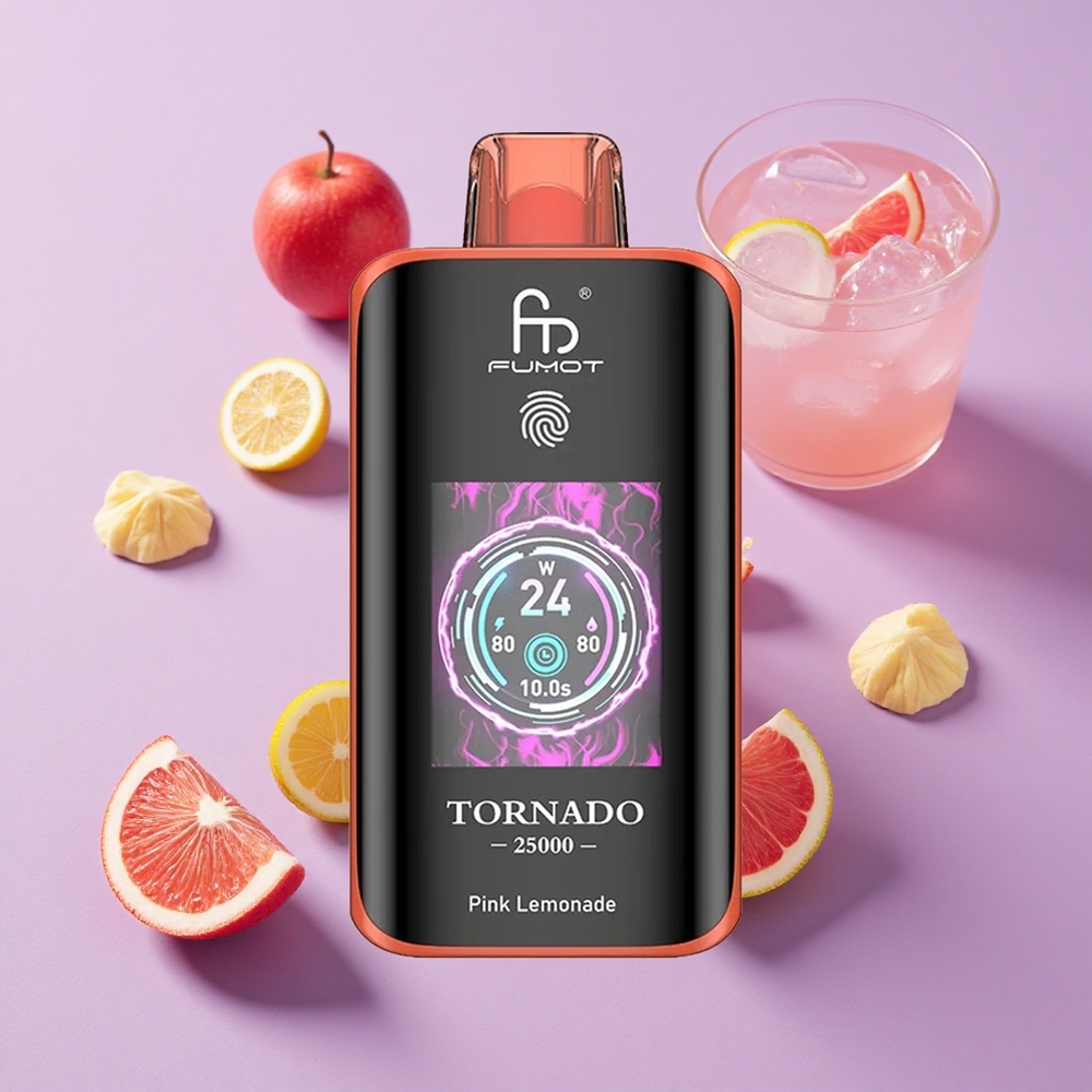 Citronné Rose Fumot Tornado 25000 Puffs HD Écran 20ml vente en gros Suisse
