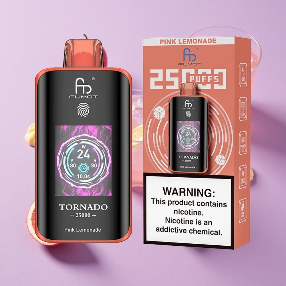 Citronné Rose Fumot Tornado 25000 Puffs HD Écran 20ml vente en gros Suisse