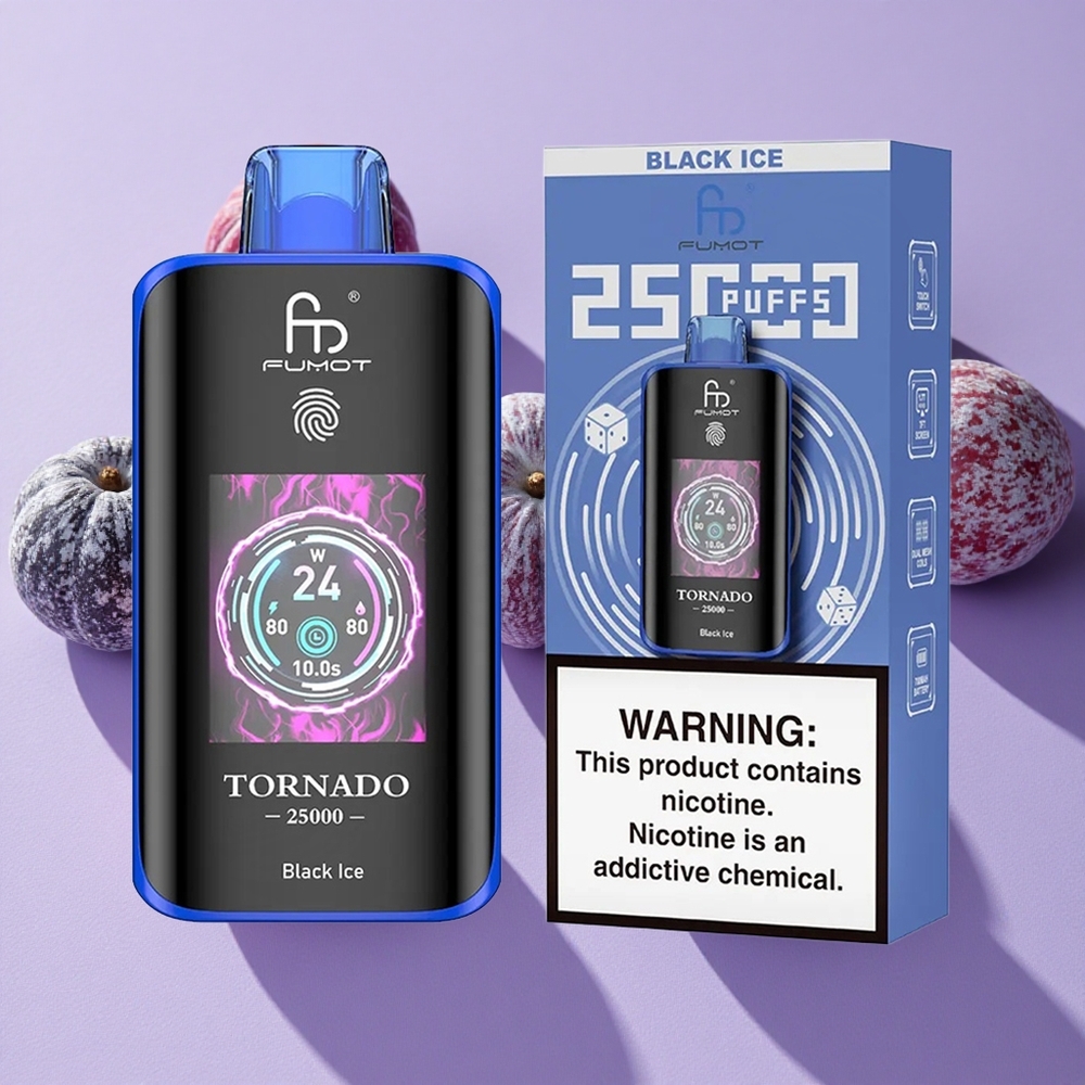 Glace Noire Fumot Tornado 25000 Puffs Écran HD 20ml vente en gros Suisse