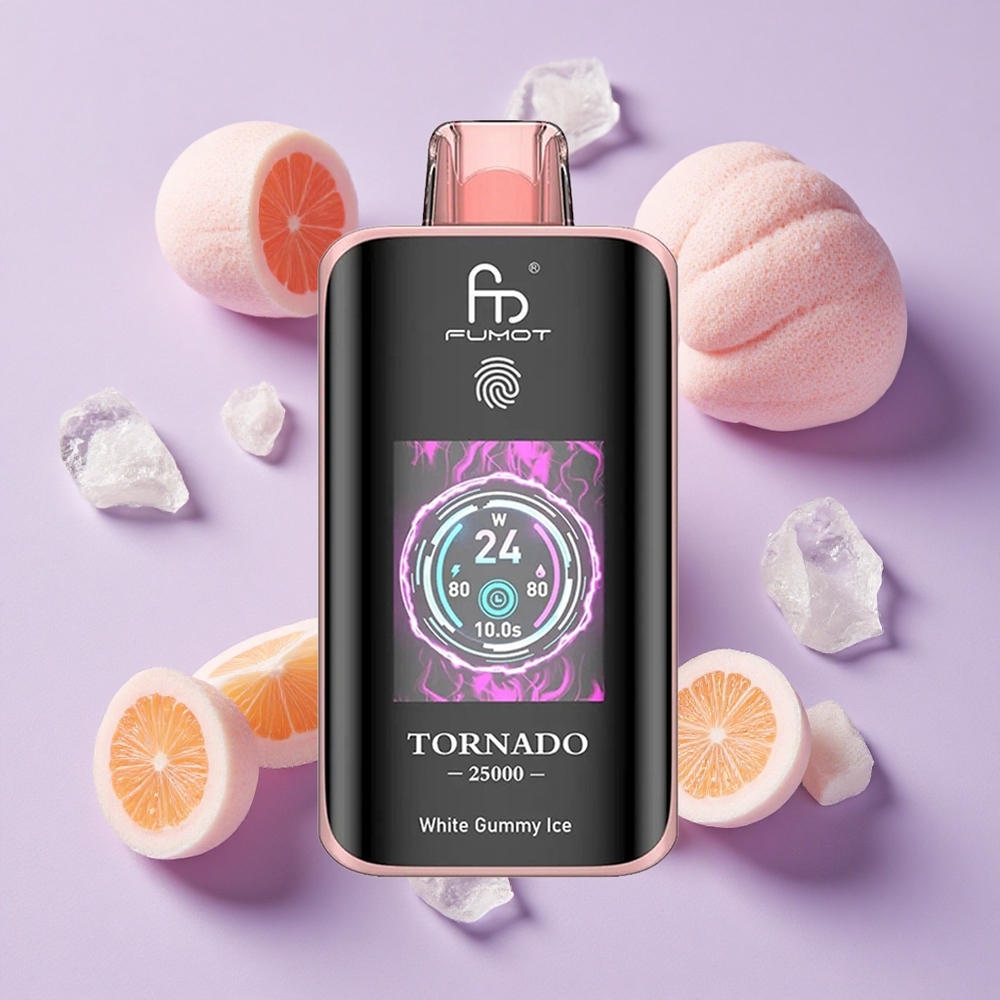 Gomme Blanche Glacée Fumot Tornado 25000 Puffs 20ml 0% 2% 3% 5% Nicotine vente en gros Suisse