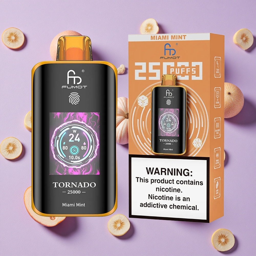 Menthe Miami Fumot Tornado 25000 Puffs HD Écran 20ml Prérempli vente en gros Suisse