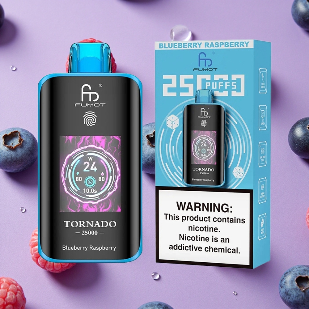 Myrtille Framboise Fumot Tornado 25000 Puffs HD Écran 20ml vente en gros Suisse