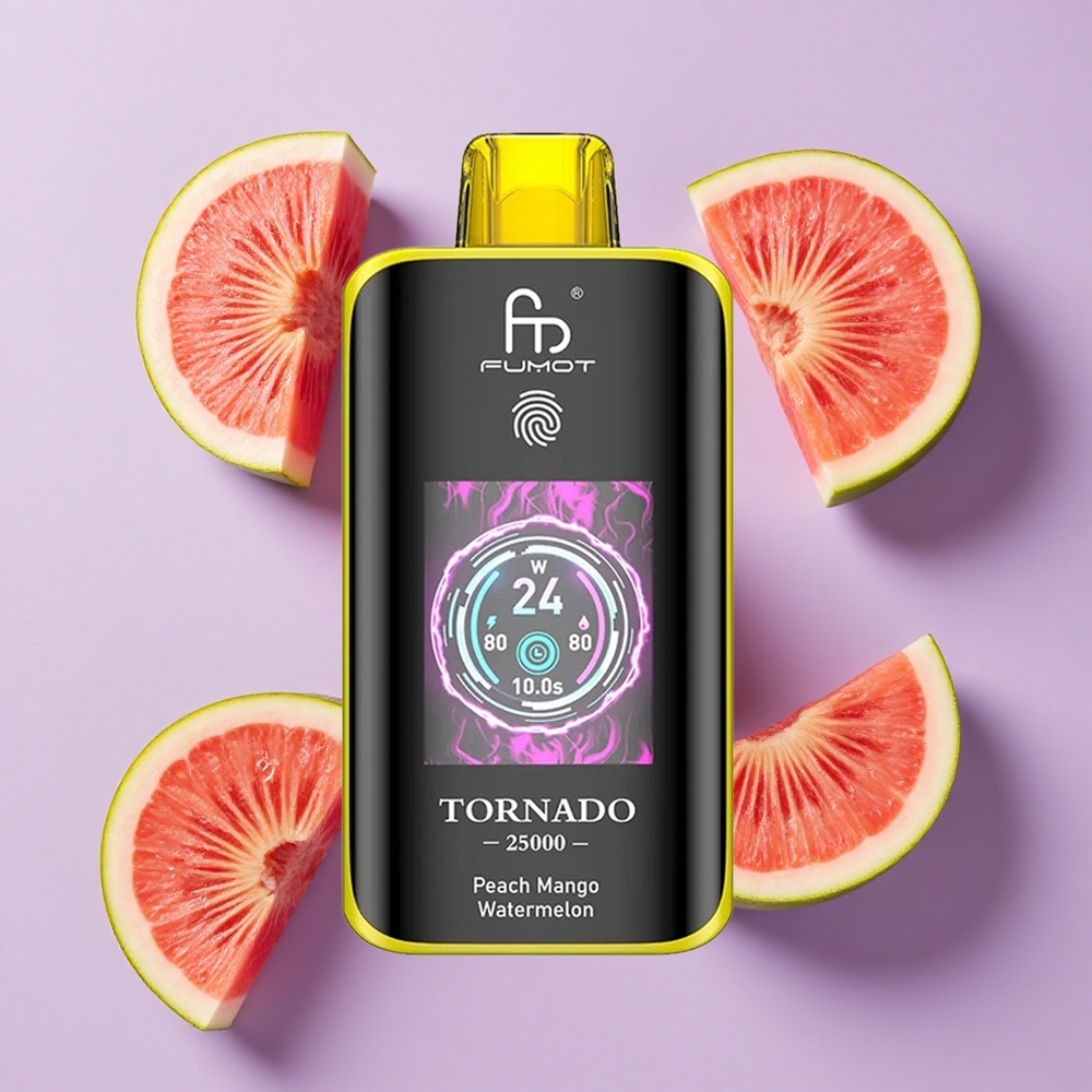 Pêche Mangue Pastèque Fumot Tornado 25000 Puffs 20ml 0% 2% 3% 5% Nicotine vente en gros Suisse