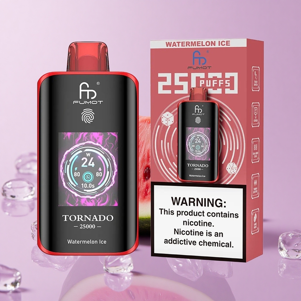 Pastèque Glacée Fumot Tornado 25000 Puffs Ecran HD 20ml vente en gros Suisse