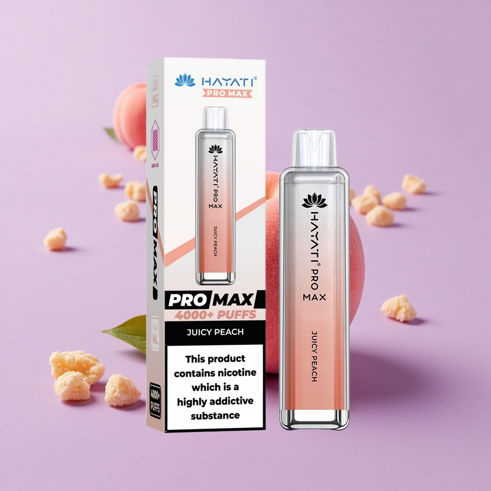 Pêche Juteuse Hayati Pro Max 4000 Puffs 2%/5% de nicotine Batterie Rechargeable vente en gros Suisse