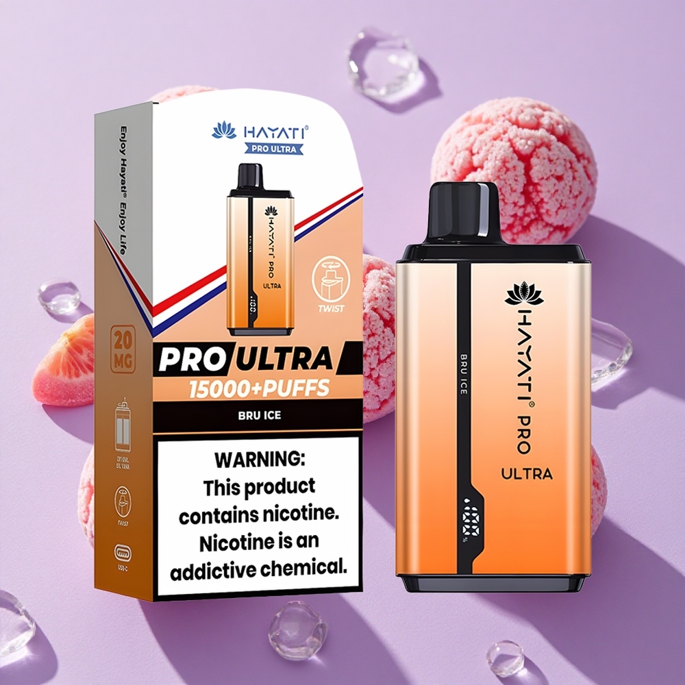 Glace Bru Hayati Pro Ultra 15000 Puffs 2 12ml 2% de Nicotine vente en gros Suisse