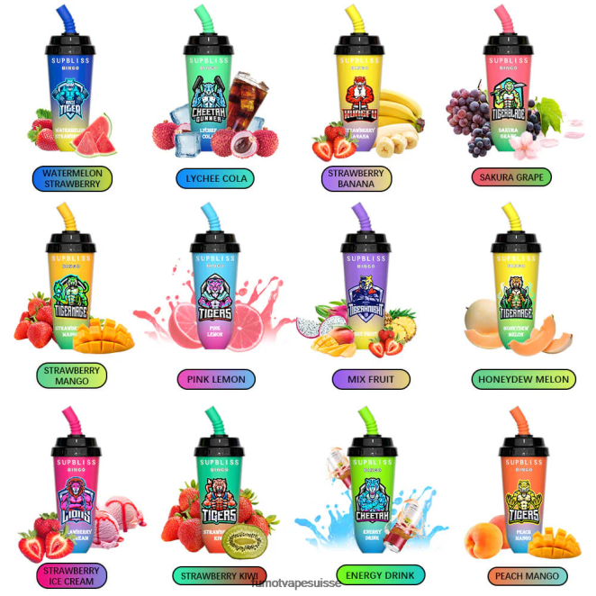Fumot Supbliss Bingo Appareil à dosettes jetables 8000 - 16 ml (1 pièce) 24LD396 limonade cerise-pêche - Fumot Puff