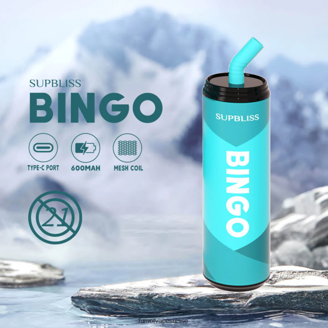 Fumot Supbliss Bingo Stylo vape jetable 9000 (1 pièce) - 18 ml 24LD464 glace bleue - Fumot Vape Nicotine
