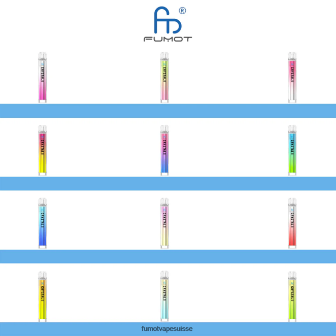 Fumot Crystal Vape jetable de 2 ml (ensemble de 3 pièces) - conforme à 600 tpd 24LD389 pêche mangue - Fumot Factory