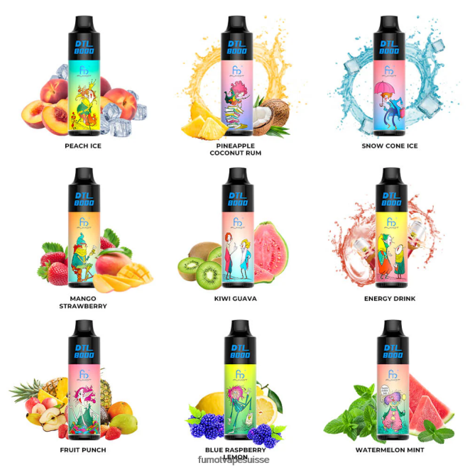 Fumot DTL Stylo vape jetable 8000 - 16 ml (1 pièce) 24LD425 menthe pastèque - Fumot Vape Suisse