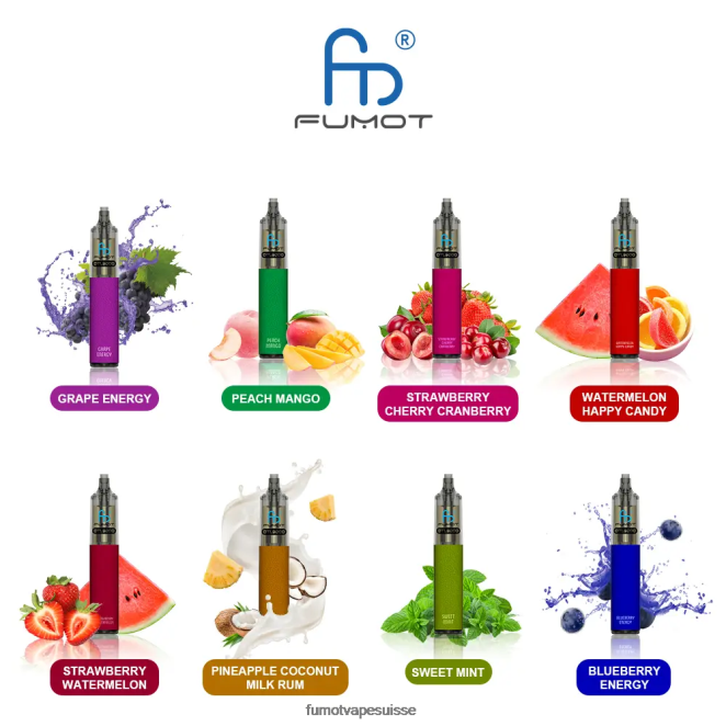 Fumot DTL stylo vape jetable 9000- 18ml (1 pièce) 24LD368 pastèque fraise - Fumot Vape Sale