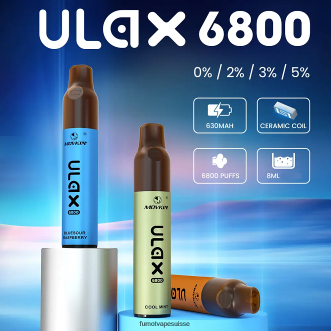 Fumot Movkin Ulax Vape jetable 6800, bobine en céramique - 8 ml (1 pièce) 24LD320 framboise aigre-douce - Fumot Vape Price