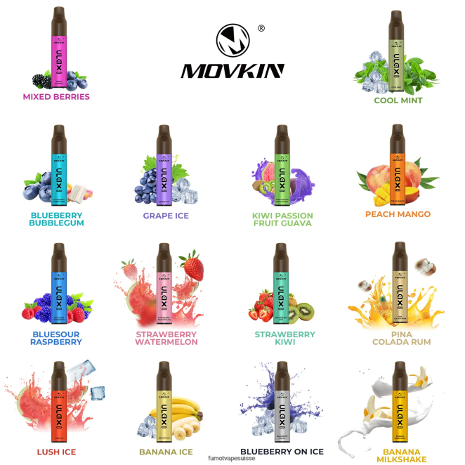 Fumot Movkin Ulax Vape jetable 6800, bobine en céramique - 8 ml (1 pièce) 24LD328 fraise-kiwi - Fumot Vape Sale