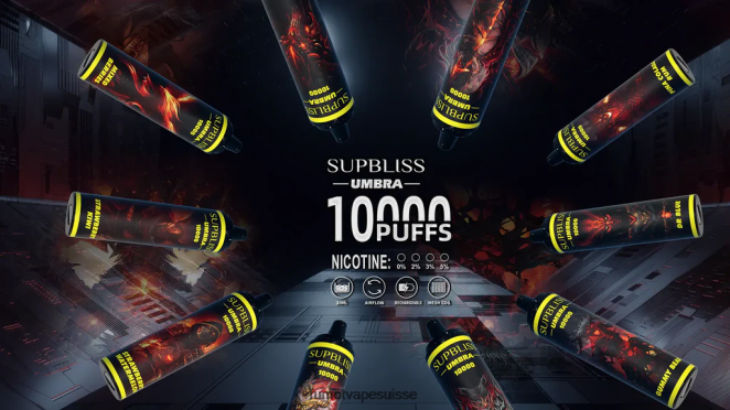 Fumot Supbliss Umbra 10000 (1 pièce) stylo vape jetable - 20 ml 24LD482 citron pomme rouge - Fumot Vape