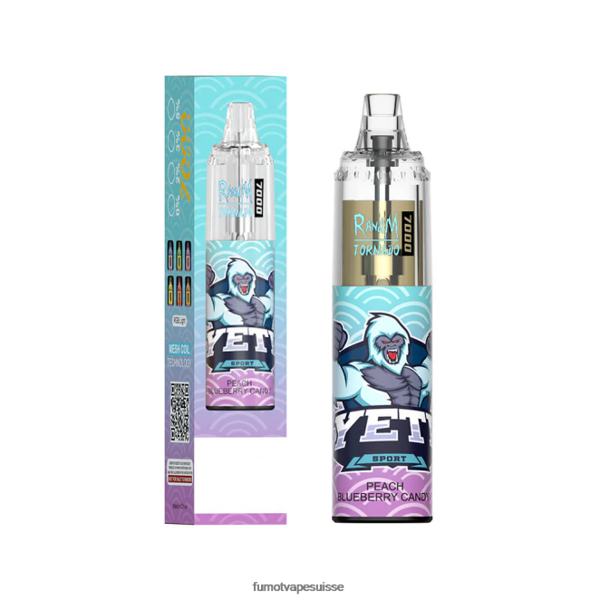 Fumot Tornado Stylo vape jetable 7000 - 14 ml (1 pièce) 24LD86 bonbons pêche-myrtille - Fumot Puff