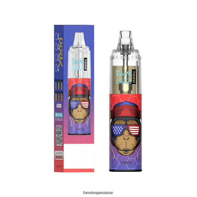 Fumot Tornado Stylo vape jetable 7000 - 14 ml (1 pièce) 24LD86 bonbons pêche-myrtille - Fumot Puff