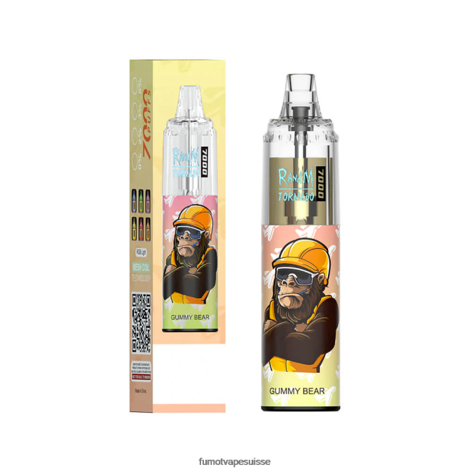 Fumot Tornado Stylo vape jetable 7000 - 14 ml (1 pièce) 24LD86 bonbons pêche-myrtille - Fumot Puff