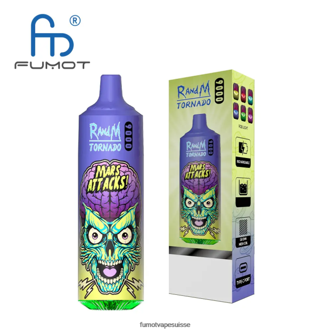 Fumot Tornado stylo vape jetable 9000 - 18ml (1 pièce) 24LD44 glace fraise framboise - Fumot Vape Nicotine