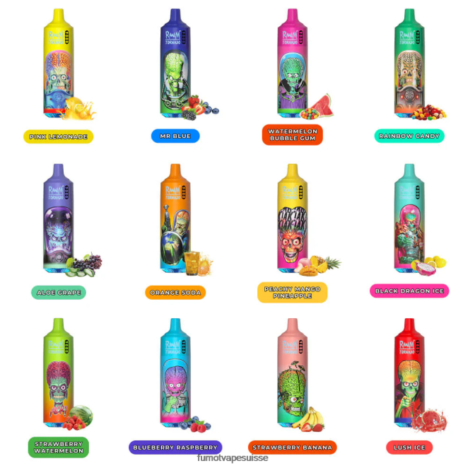 Fumot Tornado stylo vape jetable 9000 - 18ml (1 pièce) 24LD44 glace fraise framboise - Fumot Vape Nicotine