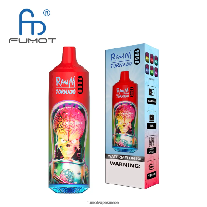 Fumot Tornado stylo vape jetable 9000 - 18ml (1 pièce) 24LD44 glace fraise framboise - Fumot Vape Nicotine