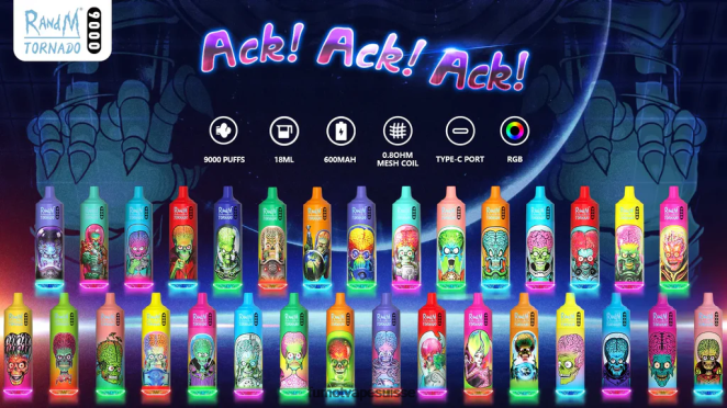 Fumot Tornado stylo vape jetable 9000 - 18ml (1 pièce) 24LD44 glace fraise framboise - Fumot Vape Nicotine