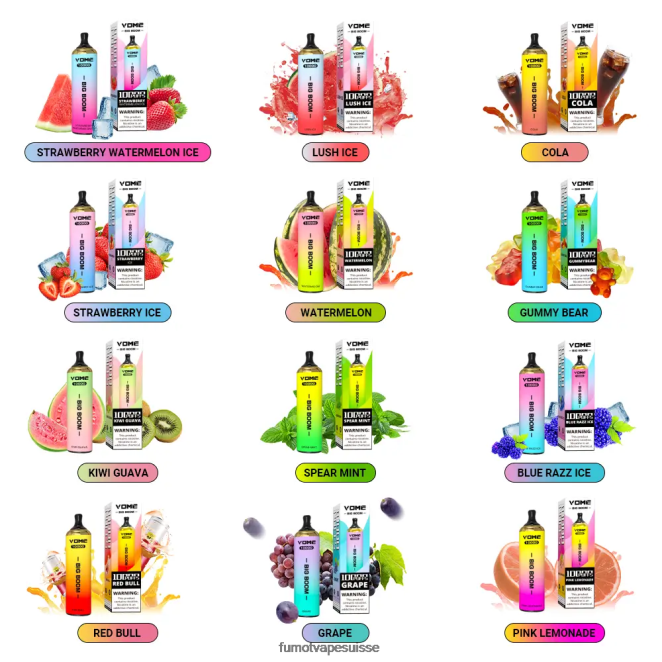 Fumot Vome Big Boom stylo vape jetable 10000 - 20ml (1 pièce) 24LD439 pastèque - Fumot Factory