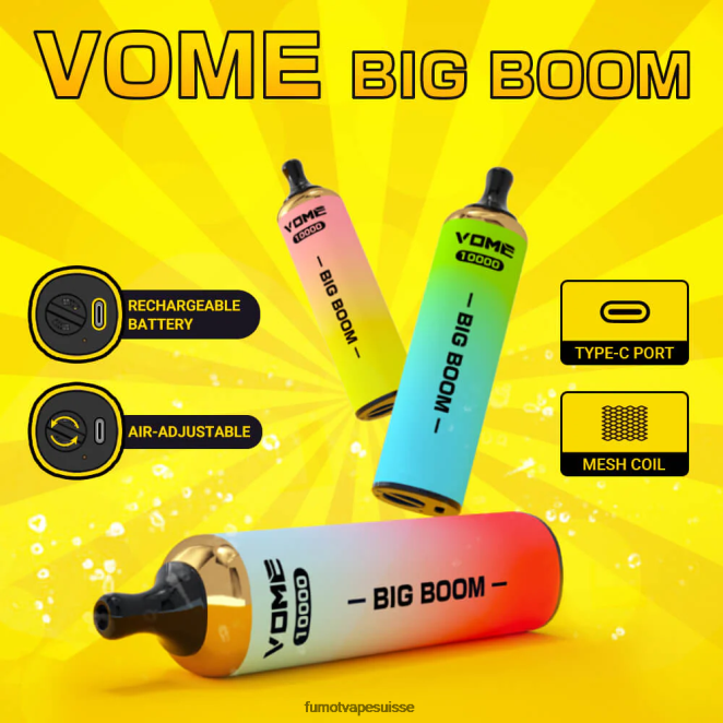 Fumot Vome Big Boom stylo vape jetable 10000 - 20ml (1 pièce) 24LD439 pastèque - Fumot Factory